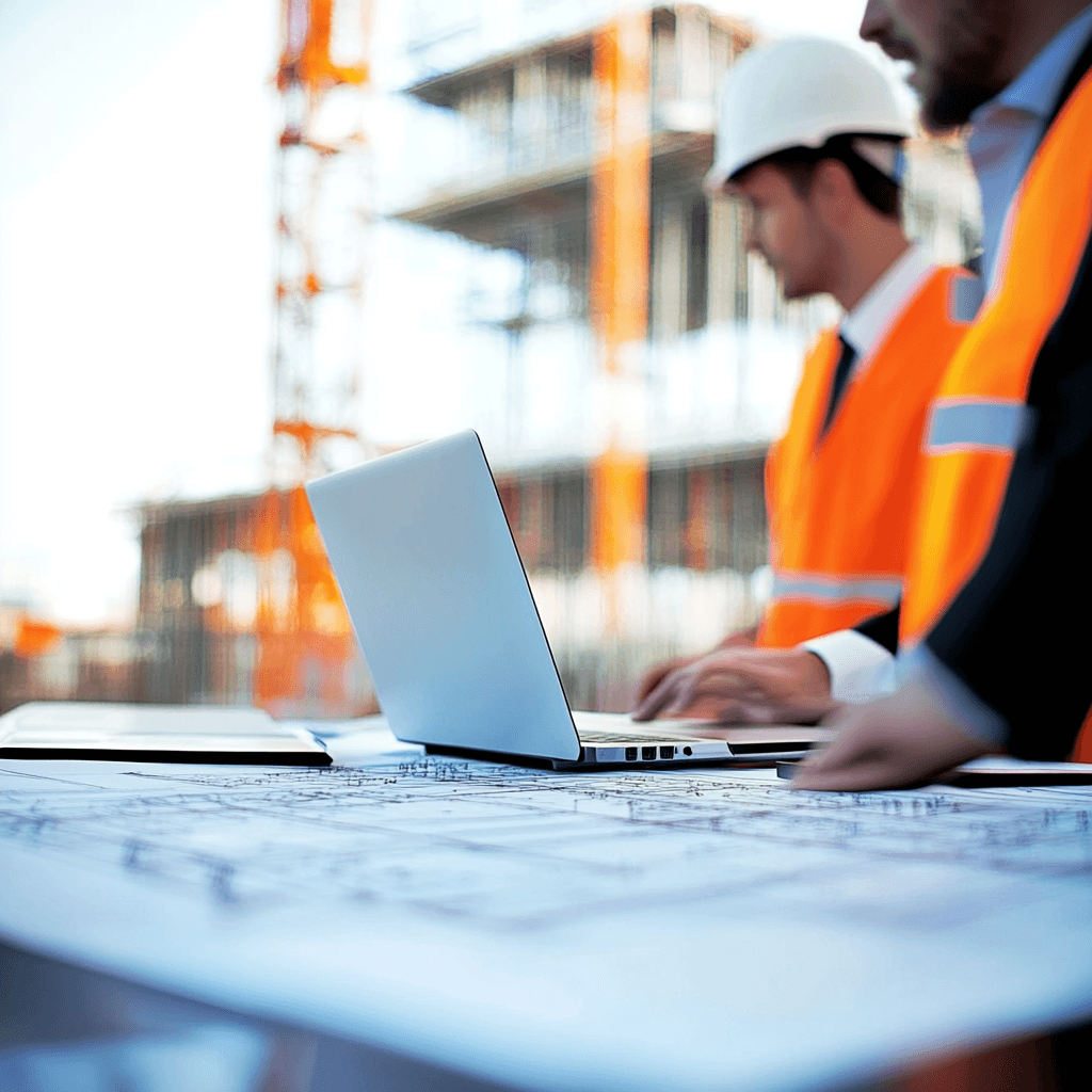 Deux individus sur un chantier en construction
