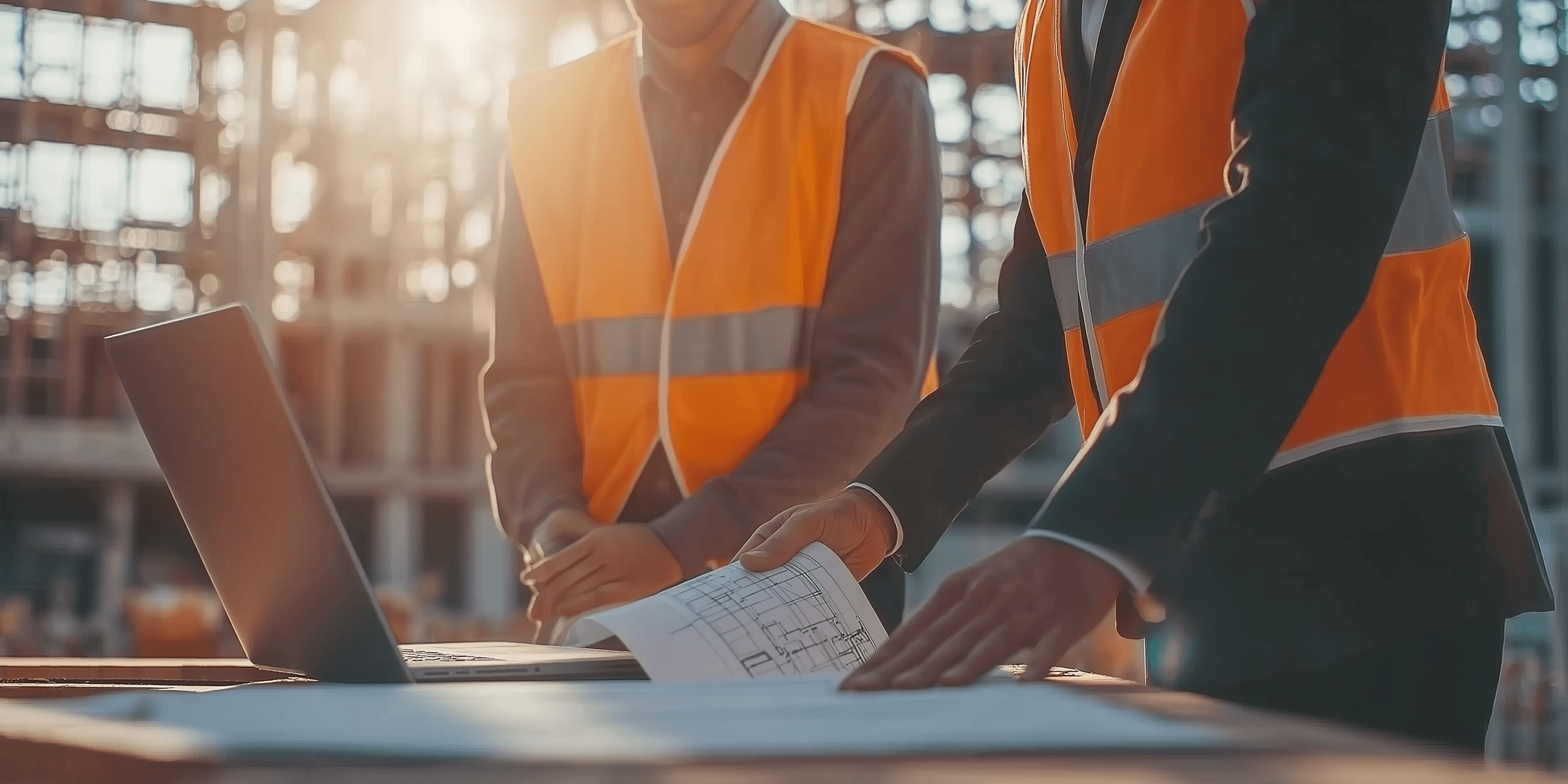 Deux professionnel sur un site de construction
